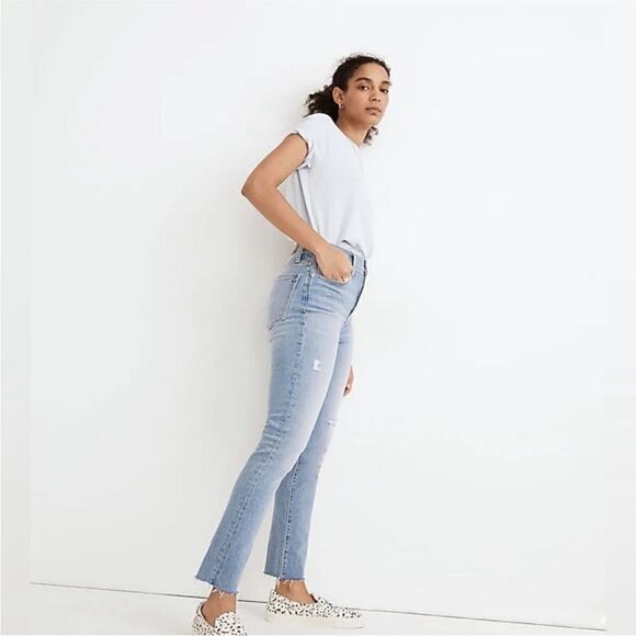 Madewell The Perfect Vintage Jean Worn Wash Distressed Raw Hem Size 29 - Picture 2 of 12